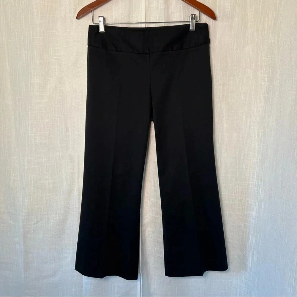 Trina Turk Black Wide Leg Cropped Trouser Slacks Size 4